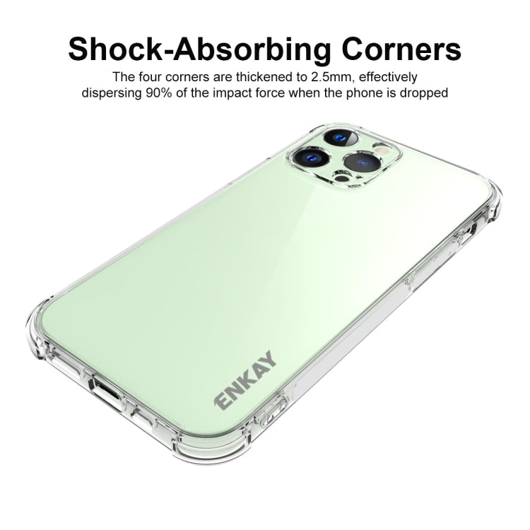 For iPhone 13 Pro Hat-Prince ENKAY Clear TPU Shockproof Soft Case Drop Protection Cover + Clear HD Tempered Glass Protector Film - HoMEdemic™ 