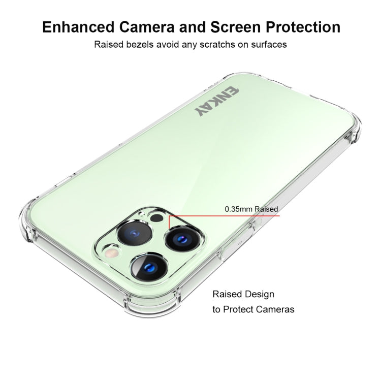 For iPhone 13 Pro Hat-Prince ENKAY Clear TPU Shockproof Soft Case Drop Protection Cover + Clear HD Tempered Glass Protector Film - HoMEdemic™ 