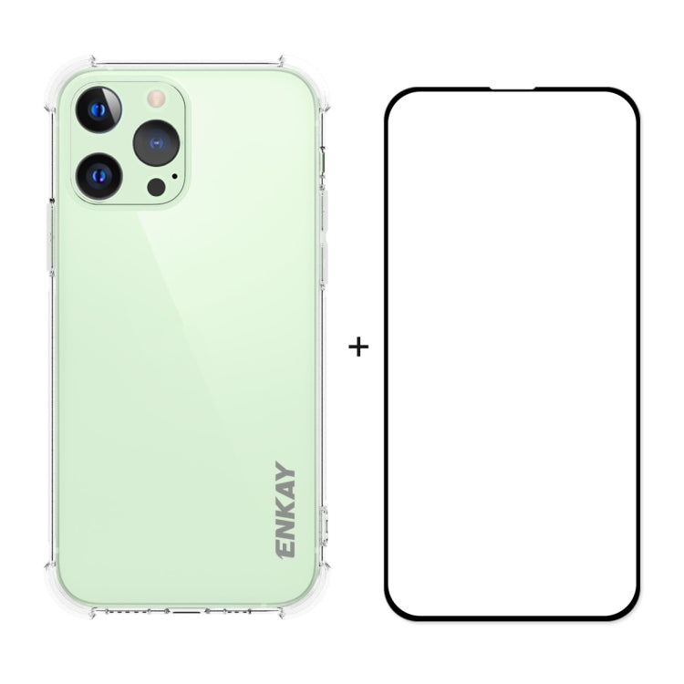 For iPhone 13 Pro Hat-Prince ENKAY Clear TPU Shockproof Soft Case Drop Protection Cover + Full Coverage Tempered Glass Protector Film - HoMEdemic™ 