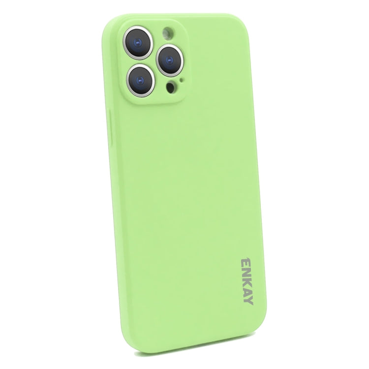 For iPhone 13 Pro Hat-Prince ENKAY Liquid Silicone Shockproof Protective Case Drop Protection Cover + 9H Tempered Glass Screen Protector (Light Green) - HoMEdemic™ 