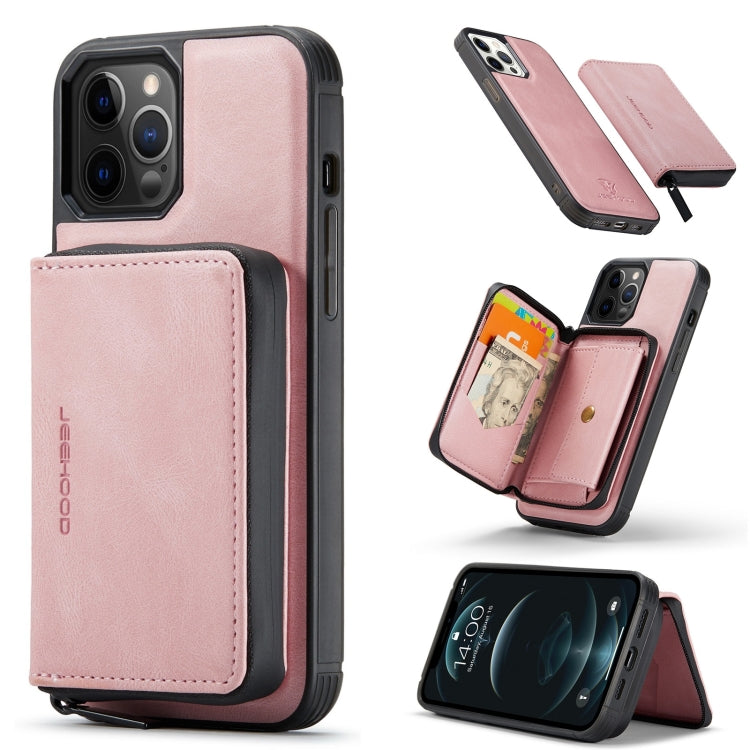 For iPhone 13 Pro JEEHOOD Magnetic Zipper Horizontal Flip Leather Case with Holder & Card Slot & Wallet (Pink) - HoMEdemic™ 