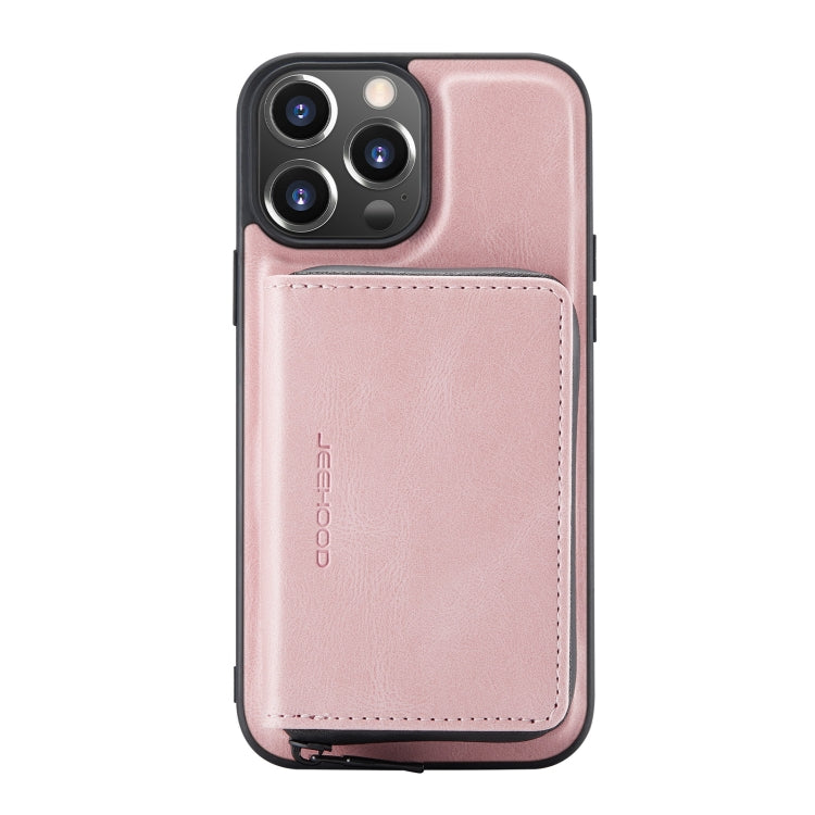 For iPhone 13 Pro JEEHOOD Magnetic Zipper Horizontal Flip Leather Case with Holder & Card Slot & Wallet (Pink) - HoMEdemic™ 