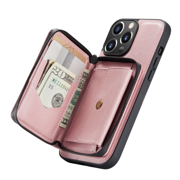 For iPhone 13 Pro JEEHOOD Magnetic Zipper Horizontal Flip Leather Case with Holder & Card Slot & Wallet (Pink) - HoMEdemic™ 