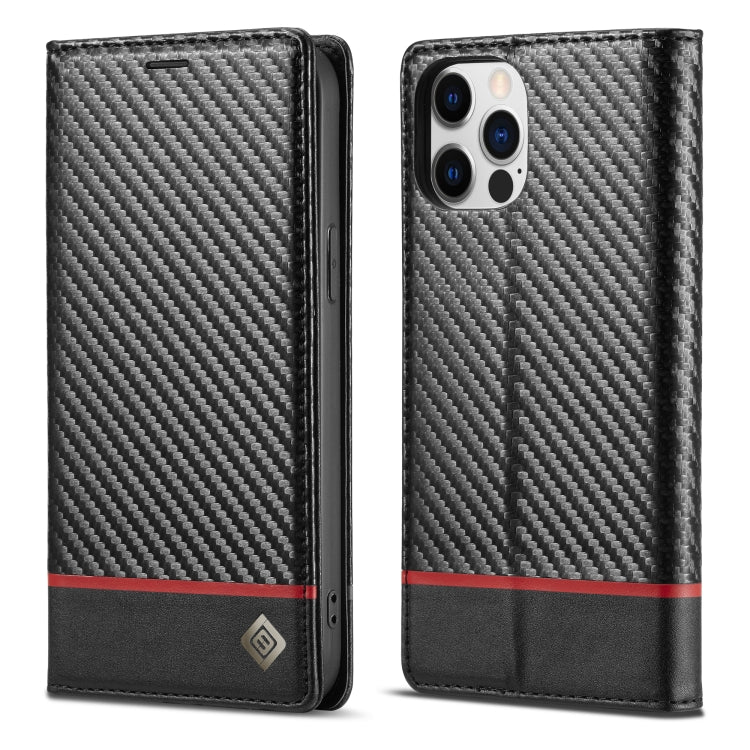 For iPhone 13 Pro LC.IMEEKE Carbon Fiber PU + TPU Horizontal Flip Leather Case with Holder & Card Slot & Wallet (Horizontal Black) - HoMEdemic™ 