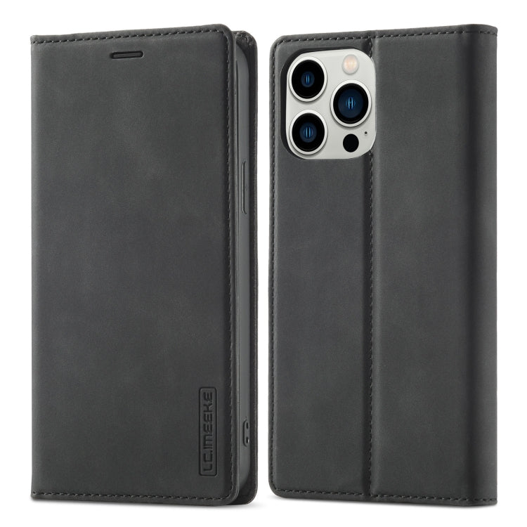 For iPhone 13 Pro LC.IMEEKE Strong Magnetic PU + Matte TPU Horizontal Flip Leather Case with Holder & Card Slots & Wallet(Black) - HoMEdemic™ 