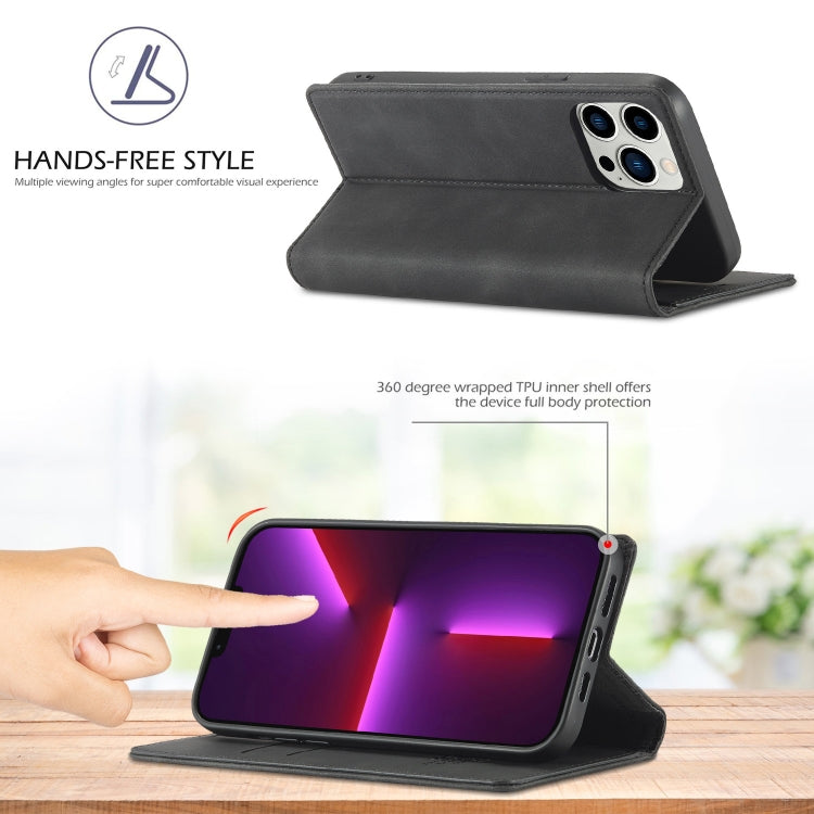 For iPhone 13 Pro LC.IMEEKE Strong Magnetic PU + Matte TPU Horizontal Flip Leather Case with Holder & Card Slots & Wallet(Black) - HoMEdemic™ 