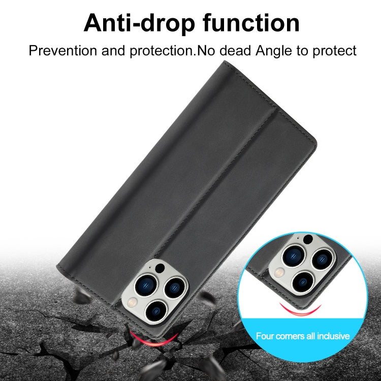 For iPhone 13 Pro LC.IMEEKE Strong Magnetic PU + Matte TPU Horizontal Flip Leather Case with Holder & Card Slots & Wallet(Black) - HoMEdemic™ 