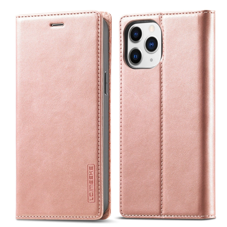 For iPhone 13 Pro LC.IMEEKE Strong Magnetic PU + Matte TPU Horizontal Flip Leather Case with Holder & Card Slots & Wallet (Rose Gold) - HoMEdemic™ 