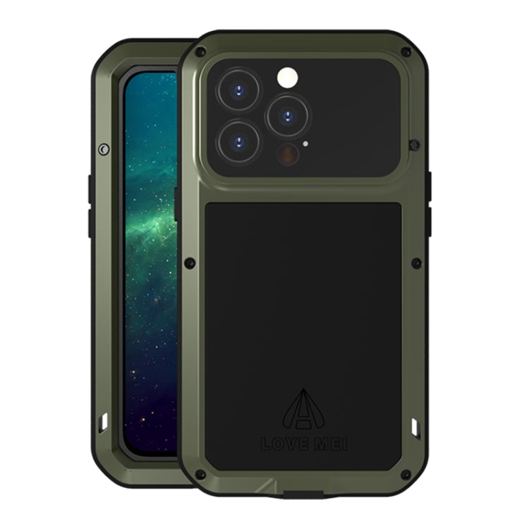 For iPhone 13 Pro LOVE MEI Metal Shockproof Life Waterproof Dustproof Protective Phone Case (Army Green) - HoMEdemic™ 