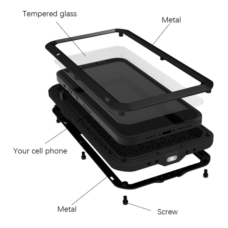 For iPhone 13 Pro LOVE MEI Metal Shockproof Life Waterproof Dustproof Protective Phone Case (Army Green) - HoMEdemic™ 