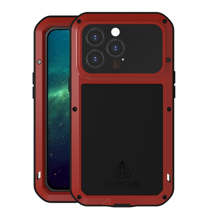 For iPhone 13 Pro LOVE MEI Metal Shockproof Life Waterproof Dustproof Protective Phone Case (Red) - HoMEdemic™ 