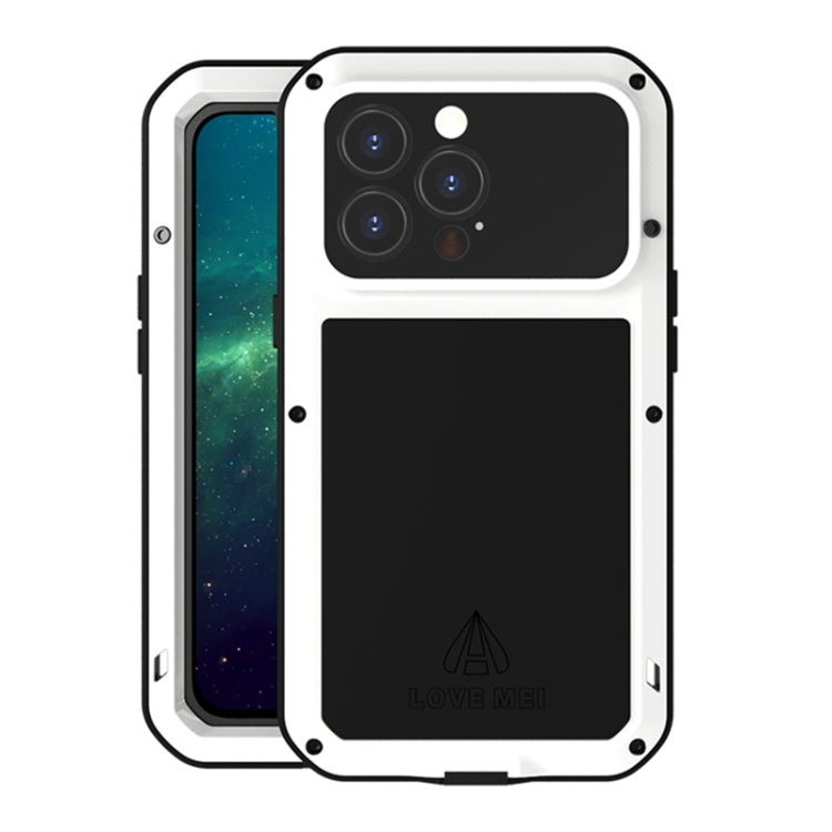 For iPhone 13 Pro LOVE MEI Metal Shockproof Life Waterproof Dustproof Protective Phone Case (White) - HoMEdemic™ 
