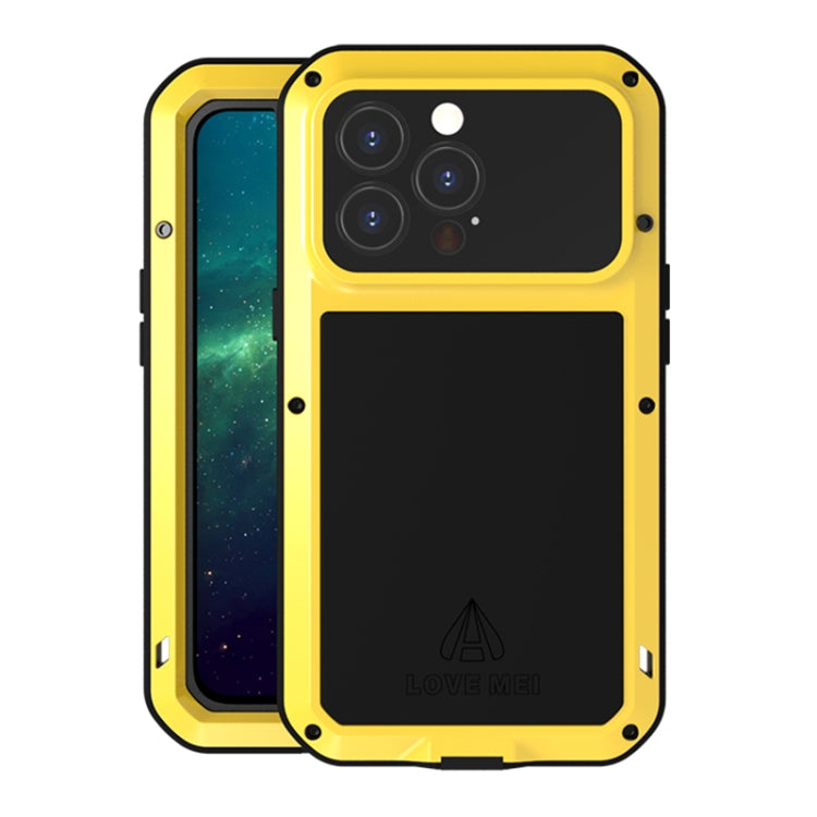 For iPhone 13 Pro LOVE MEI Metal Shockproof Life Waterproof Dustproof Protective Phone Case (Yellow) - HoMEdemic™ 