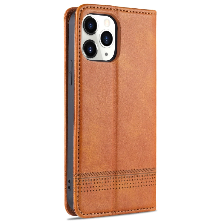 For iPhone 13 Pro Max AZNS Magnetic Calf Texture Horizontal Flip Leather Case with Card Slots & Holder & Wallet (Light Brown) - HoMEdemic™ 