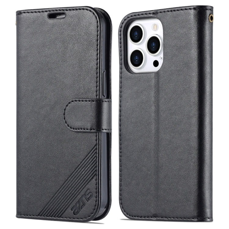 For iPhone 13 Pro Max AZNS Sheepskin Texture Horizontal Flip Leather Case with Holder & Card Slots & Wallet (Black) - HoMEdemic™ 