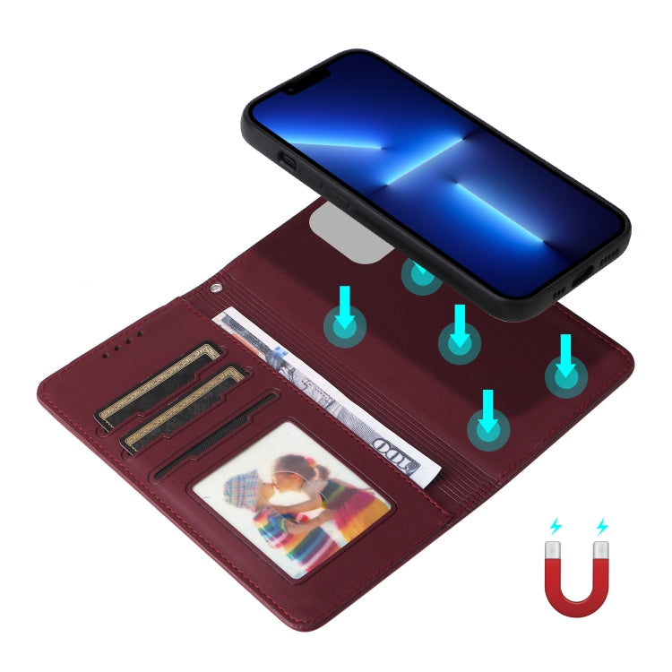 For iPhone 13 Pro Max BETOPNICE BN-005 2 in 1 Detachable Imitate Genuine Leather Phone Case(Wine Red) - HoMEdemic™ 