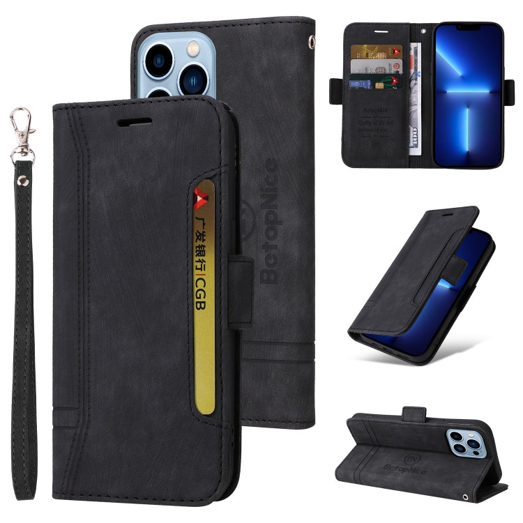 For iPhone 13 Pro Max BETOPNICE Dual-side Buckle Leather Phone Case(Black) - HoMEdemic™ 