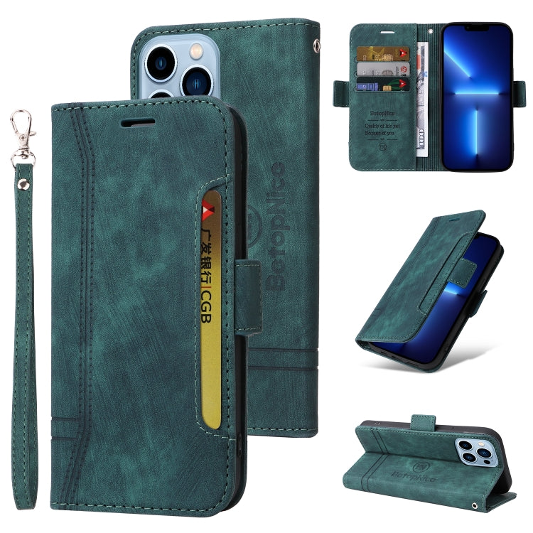 For iPhone 13 Pro Max BETOPNICE Dual-side Buckle Leather Phone Case(Green) - HoMEdemic™ 