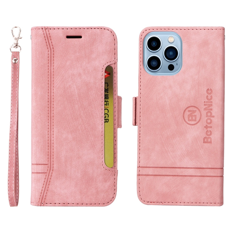 For iPhone 13 Pro Max BETOPNICE Dual-side Buckle Leather Phone Case(Pink) - HoMEdemic™ 