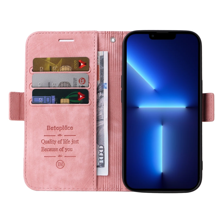 For iPhone 13 Pro Max BETOPNICE Dual-side Buckle Leather Phone Case(Pink) - HoMEdemic™ 