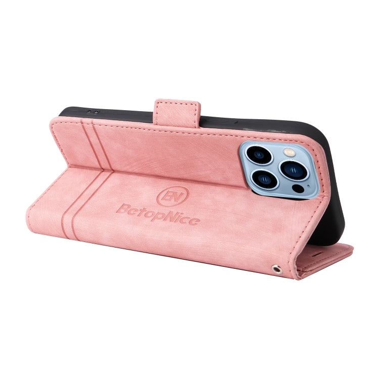 For iPhone 13 Pro Max BETOPNICE Dual-side Buckle Leather Phone Case(Pink) - HoMEdemic™ 
