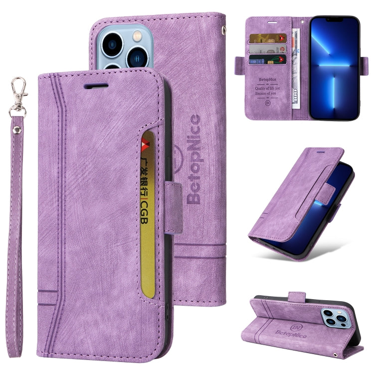 For iPhone 13 Pro Max BETOPNICE Dual-side Buckle Leather Phone Case(Purple) - HoMEdemic™ 
