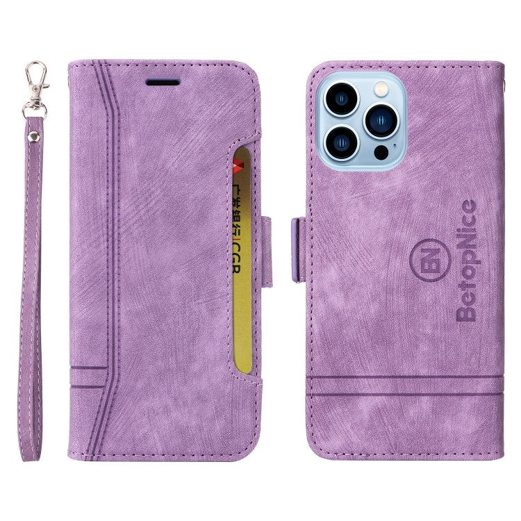 For iPhone 13 Pro Max BETOPNICE Dual-side Buckle Leather Phone Case(Purple) - HoMEdemic™ 