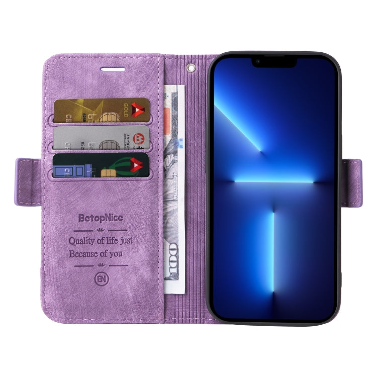 For iPhone 13 Pro Max BETOPNICE Dual-side Buckle Leather Phone Case(Purple) - HoMEdemic™ 