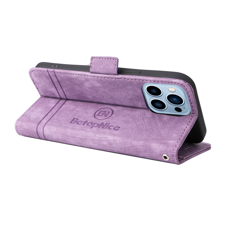 For iPhone 13 Pro Max BETOPNICE Dual-side Buckle Leather Phone Case(Purple) - HoMEdemic™ 