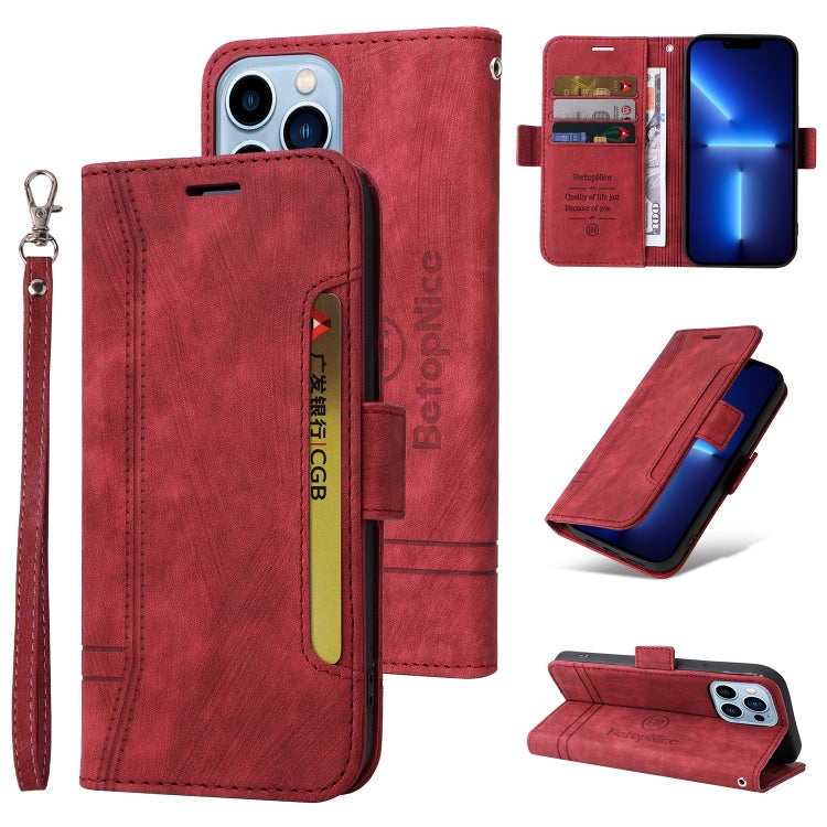 For iPhone 13 Pro Max BETOPNICE Dual-side Buckle Leather Phone Case(Red) - HoMEdemic™ 