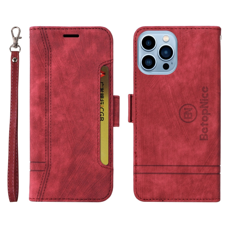 For iPhone 13 Pro Max BETOPNICE Dual-side Buckle Leather Phone Case(Red) - HoMEdemic™ 
