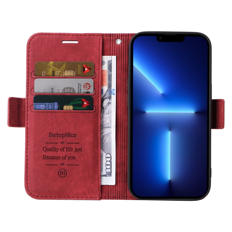 For iPhone 13 Pro Max BETOPNICE Dual-side Buckle Leather Phone Case(Red) - HoMEdemic™ 