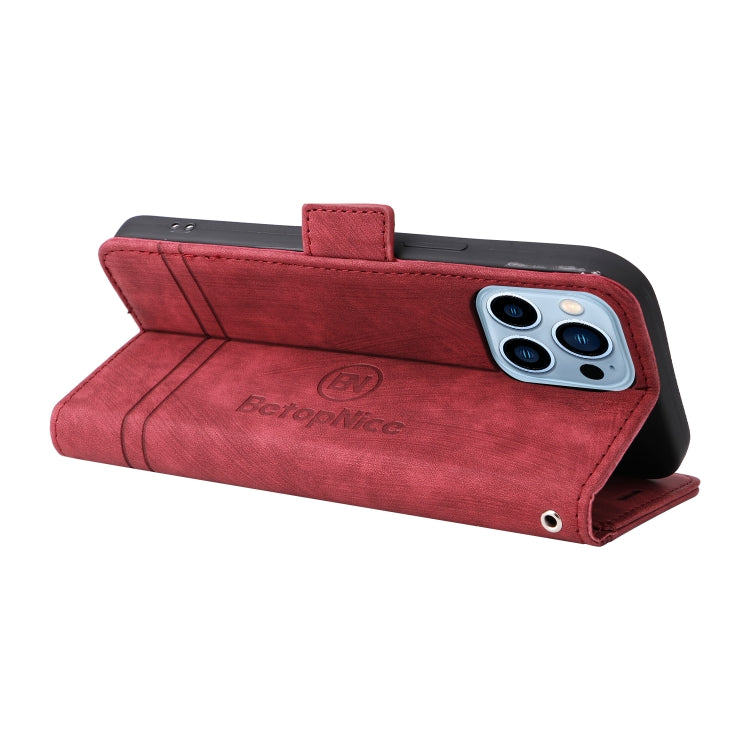 For iPhone 13 Pro Max BETOPNICE Dual-side Buckle Leather Phone Case(Red) - HoMEdemic™ 