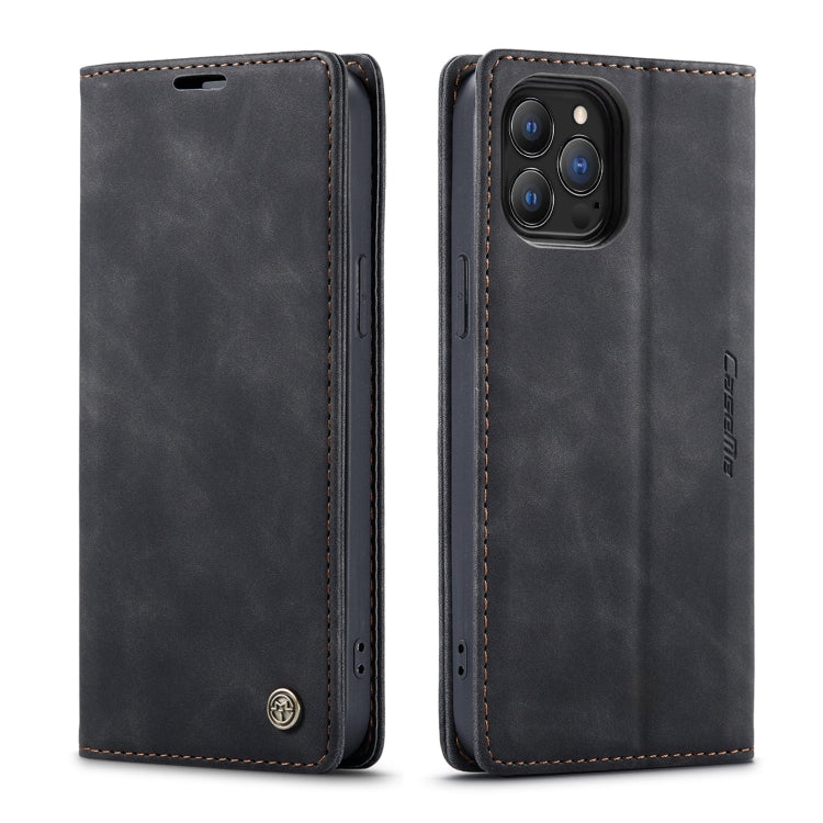 For iPhone 13 Pro Max CaseMe-013 Multifunctional Retro Frosted Horizontal Flip Leather Case with Card Slot & Holder & Wallet (Black) - HoMEdemic™ 