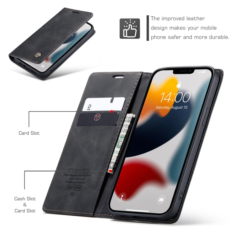For iPhone 13 Pro Max CaseMe-013 Multifunctional Retro Frosted Horizontal Flip Leather Case with Card Slot & Holder & Wallet (Black) - HoMEdemic™ 