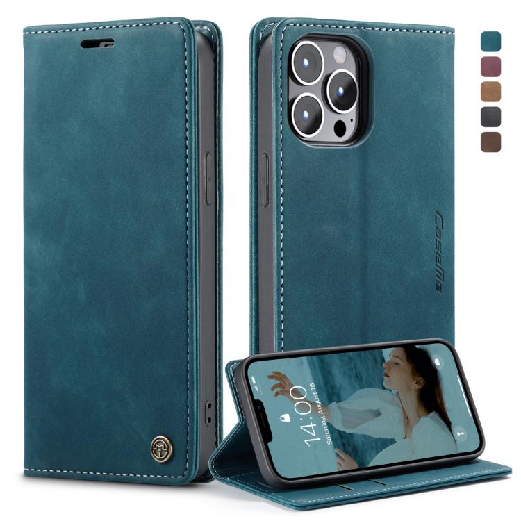 For iPhone 13 Pro Max CaseMe-013 Multifunctional Retro Frosted Horizontal Flip Leather Case with Card Slot & Holder & Wallet (Blue) - HoMEdemic™ 