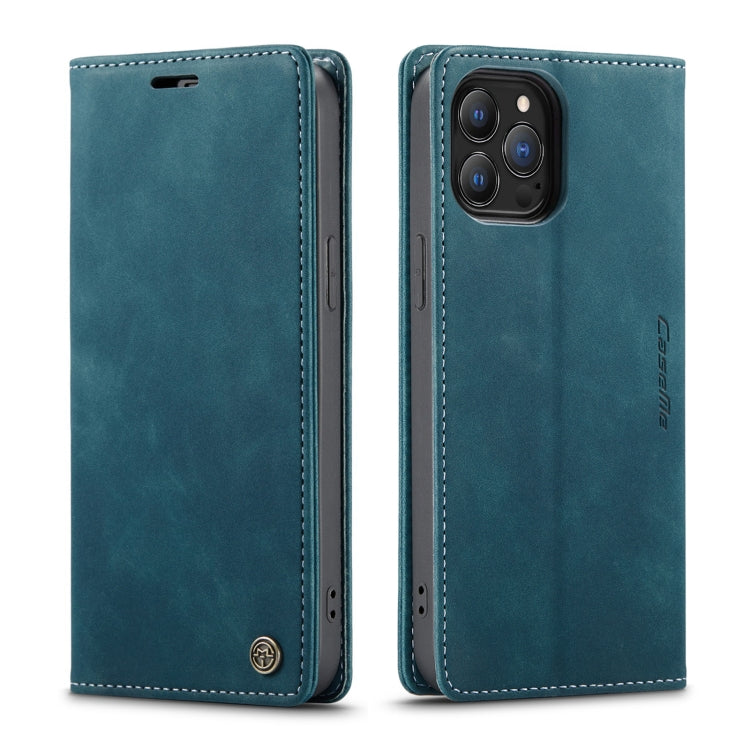 For iPhone 13 Pro Max CaseMe-013 Multifunctional Retro Frosted Horizontal Flip Leather Case with Card Slot & Holder & Wallet (Blue) - HoMEdemic™ 