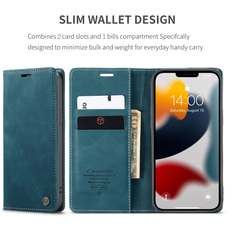 For iPhone 13 Pro Max CaseMe-013 Multifunctional Retro Frosted Horizontal Flip Leather Case with Card Slot & Holder & Wallet (Blue) - HoMEdemic™ 
