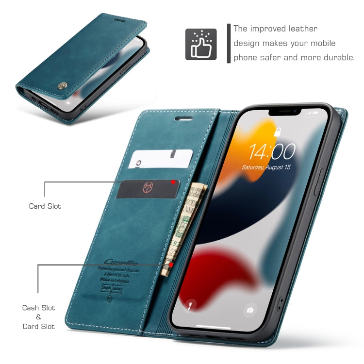 For iPhone 13 Pro Max CaseMe-013 Multifunctional Retro Frosted Horizontal Flip Leather Case with Card Slot & Holder & Wallet (Blue) - HoMEdemic™ 