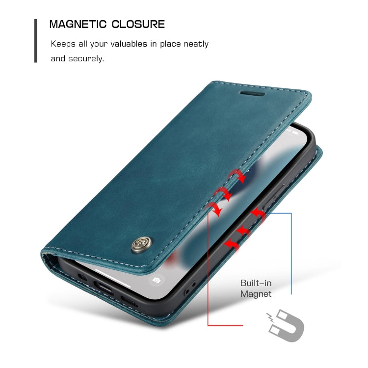 For iPhone 13 Pro Max CaseMe-013 Multifunctional Retro Frosted Horizontal Flip Leather Case with Card Slot & Holder & Wallet (Blue) - HoMEdemic™ 