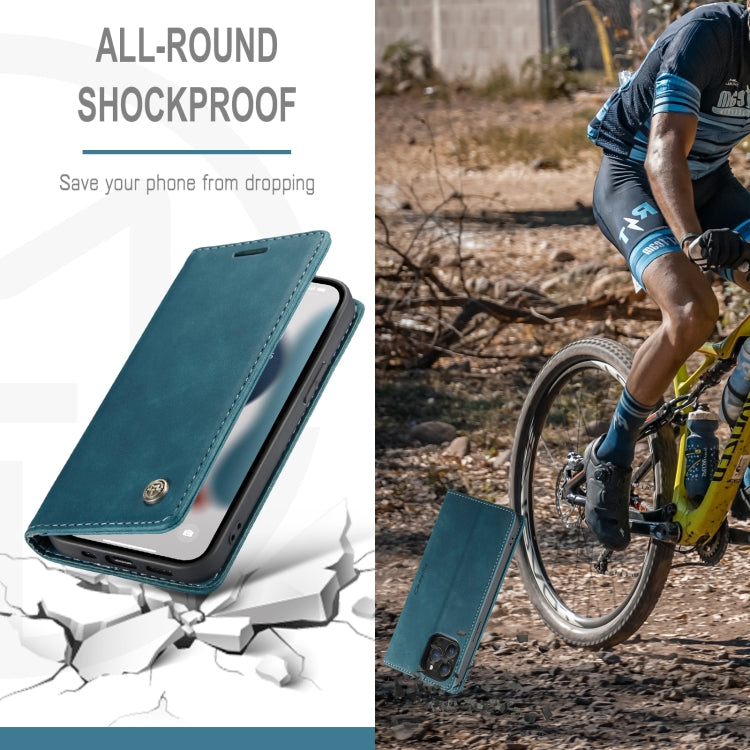 For iPhone 13 Pro Max CaseMe-013 Multifunctional Retro Frosted Horizontal Flip Leather Case with Card Slot & Holder & Wallet (Blue) - HoMEdemic™ 