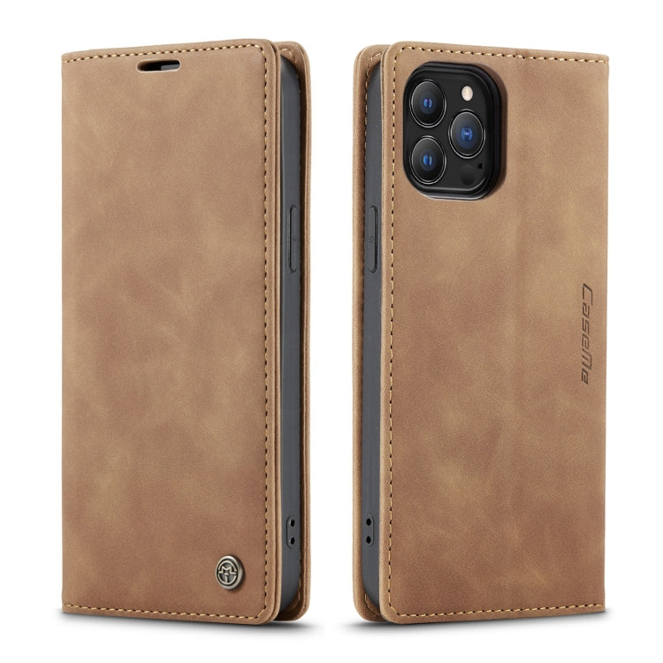 For iPhone 13 Pro Max CaseMe-013 Multifunctional Retro Frosted Horizontal Flip Leather Case with Card Slot & Holder & Wallet (Brown) - HoMEdemic™ 