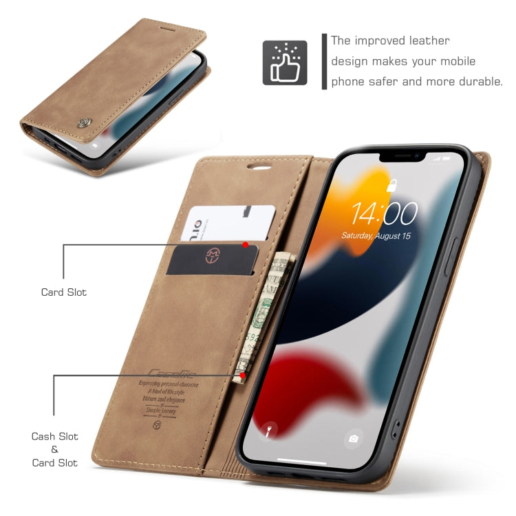For iPhone 13 Pro Max CaseMe-013 Multifunctional Retro Frosted Horizontal Flip Leather Case with Card Slot & Holder & Wallet (Brown) - HoMEdemic™ 