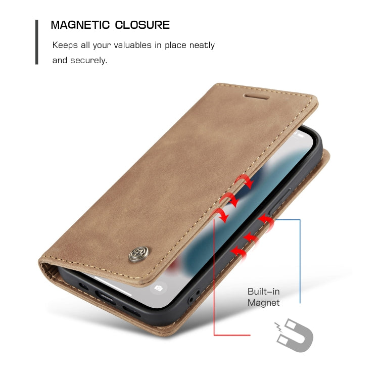 For iPhone 13 Pro Max CaseMe-013 Multifunctional Retro Frosted Horizontal Flip Leather Case with Card Slot & Holder & Wallet (Brown) - HoMEdemic™ 
