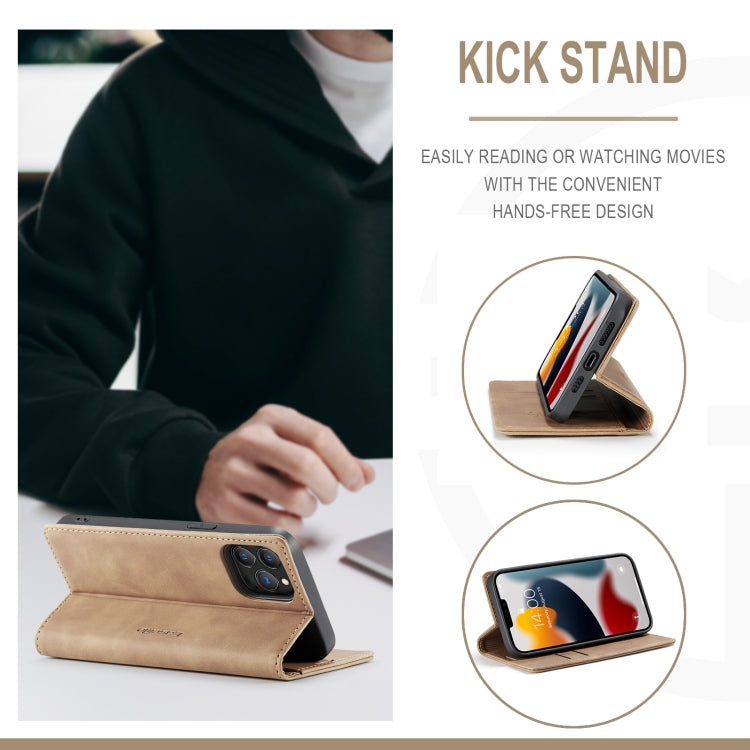 For iPhone 13 Pro Max CaseMe-013 Multifunctional Retro Frosted Horizontal Flip Leather Case with Card Slot & Holder & Wallet (Brown) - HoMEdemic™ 