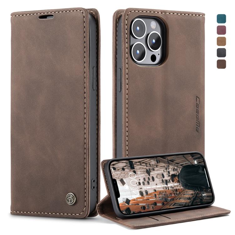 For iPhone 13 Pro Max CaseMe-013 Multifunctional Retro Frosted Horizontal Flip Leather Case with Card Slot & Holder & Wallet (Coffee) - HoMEdemic™ 