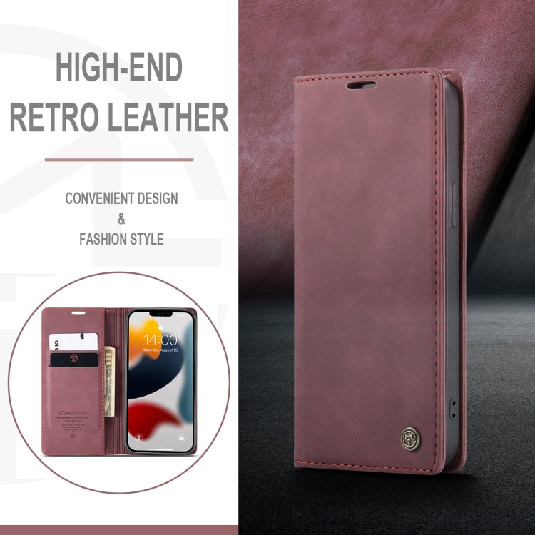 For iPhone 13 Pro Max CaseMe-013 Multifunctional Retro Frosted Horizontal Flip Leather Case with Card Slot & Holder & Wallet (Wine Red) - HoMEdemic™ 