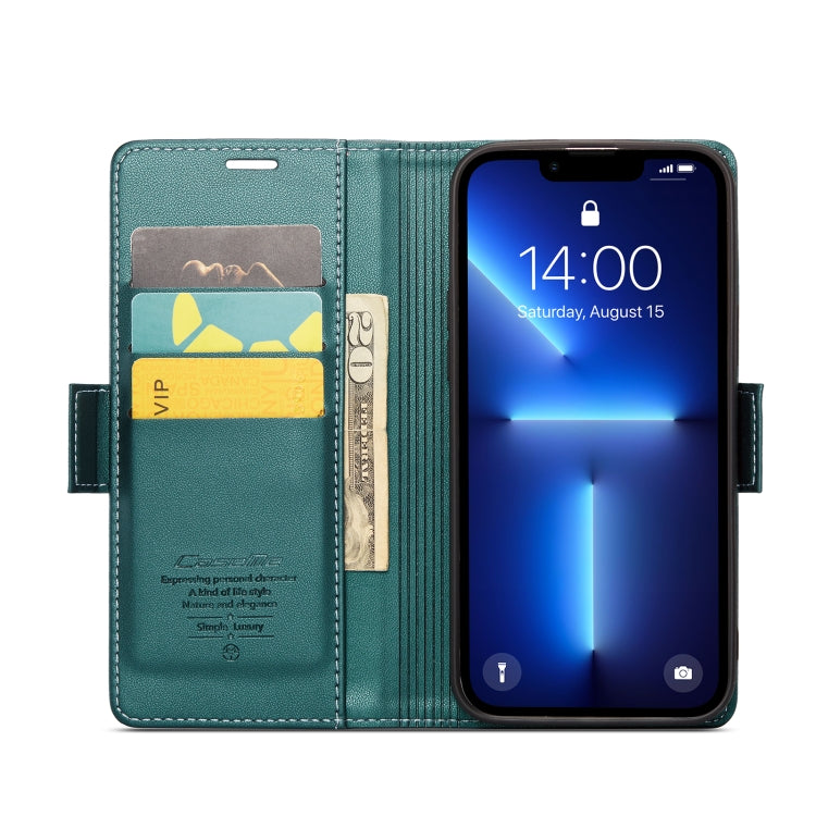 For iPhone 13 Pro Max CaseMe 023 Butterfly Buckle Litchi Texture RFID Anti-theft Leather Phone Case(Pearly Blue) - HoMEdemic™ 