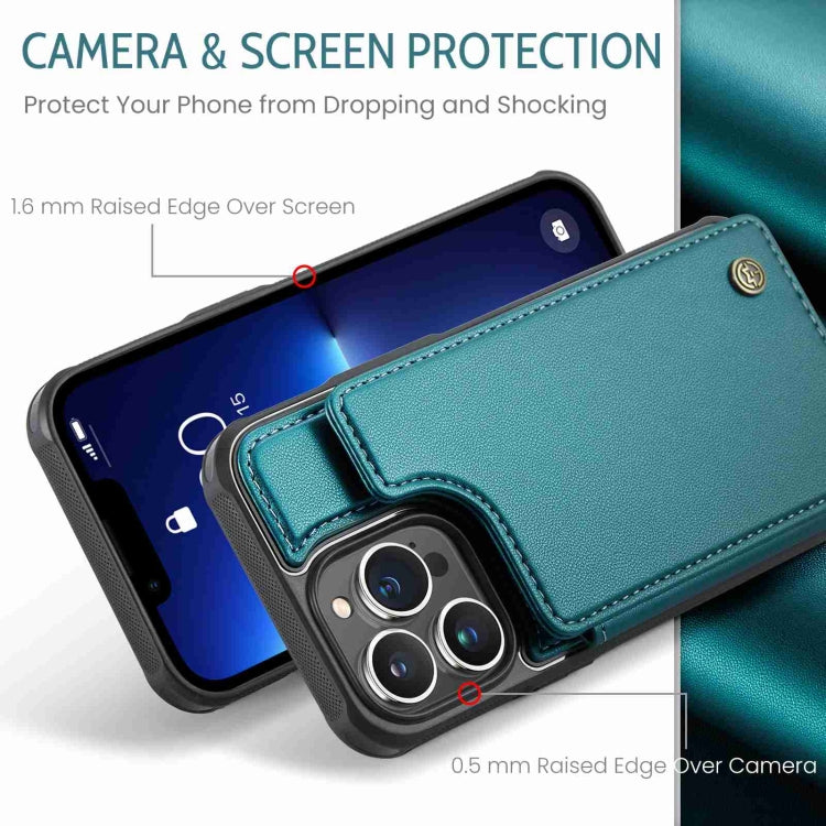 For iPhone 13 Pro Max CaseMe C22 Card Slots Holder RFID Anti-theft Phone Case(Blue Green) - HoMEdemic™ 