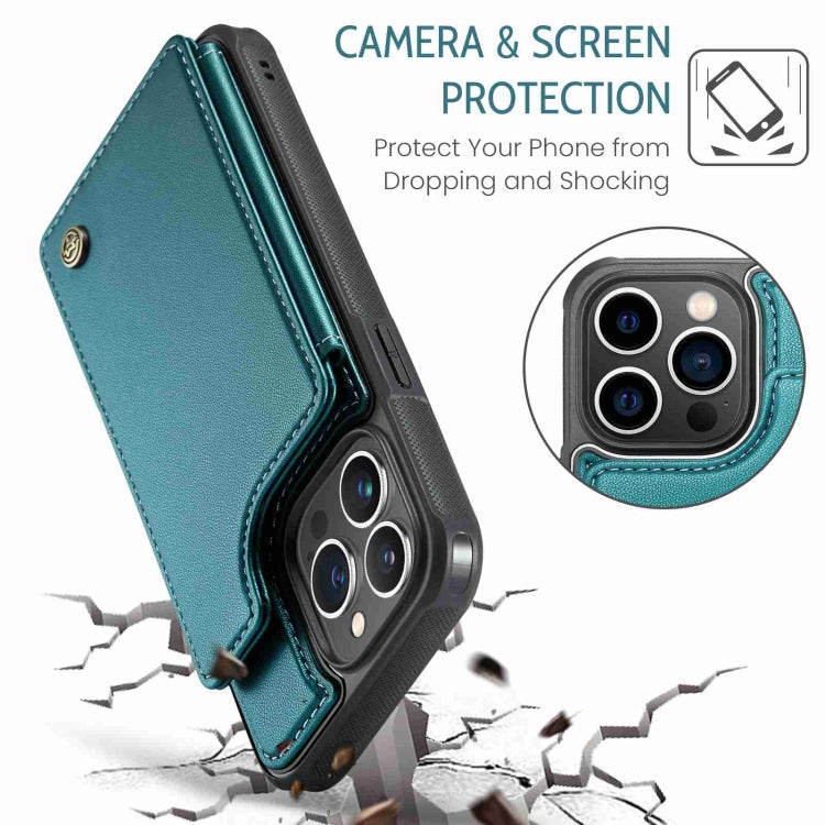 For iPhone 13 Pro Max CaseMe C22 Card Slots Holder RFID Anti-theft Phone Case(Blue Green) - HoMEdemic™ 